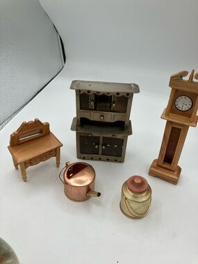 Miniature Dollhouse Kitchen Set with Copper and Brass Accessories